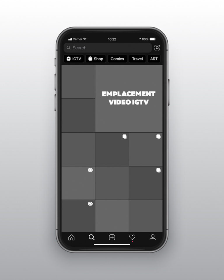 emplacement video IGTV page explorer